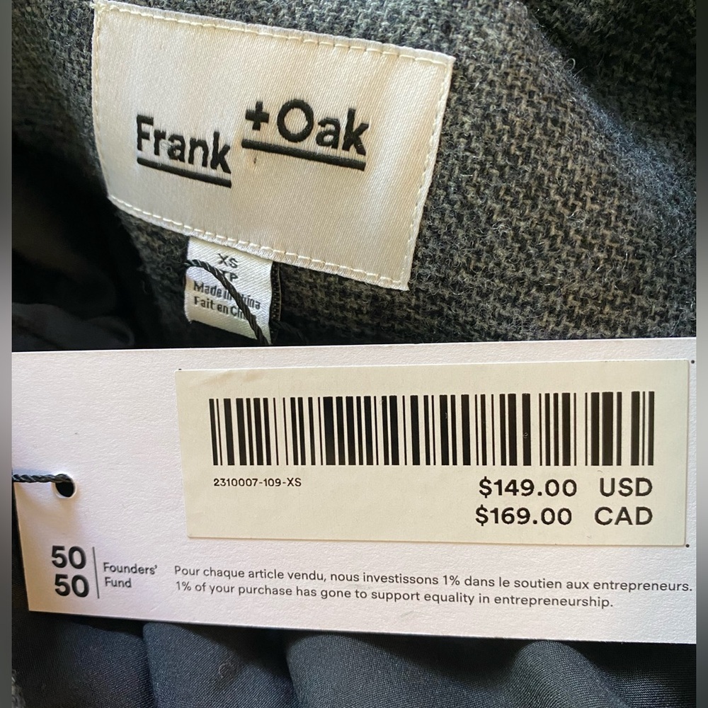 NWT Frank & Oak Wool Double Breasted Oversized Jacket / Blazer Size XS - Picture 9 of 11